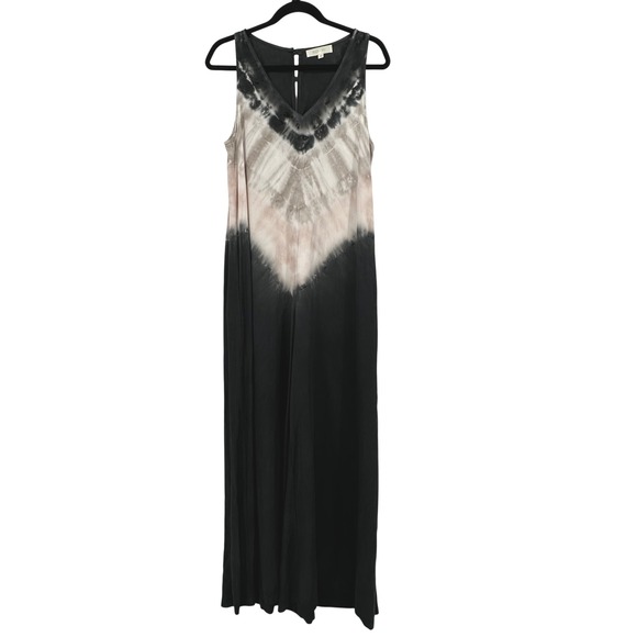 River + Sky Pants - River and Sky Womens Sleeveless Wide Leg Dark Gray Beige Pink Tie Dye Jumpsuit S